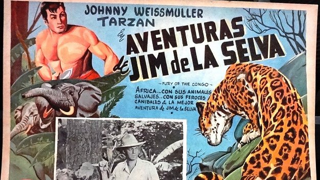 Tarzan Set of 2 posters for the film "Aventuras de Jim de la Selva" with Johnny Weissmuller, Sherry Moreland, and Chita the...